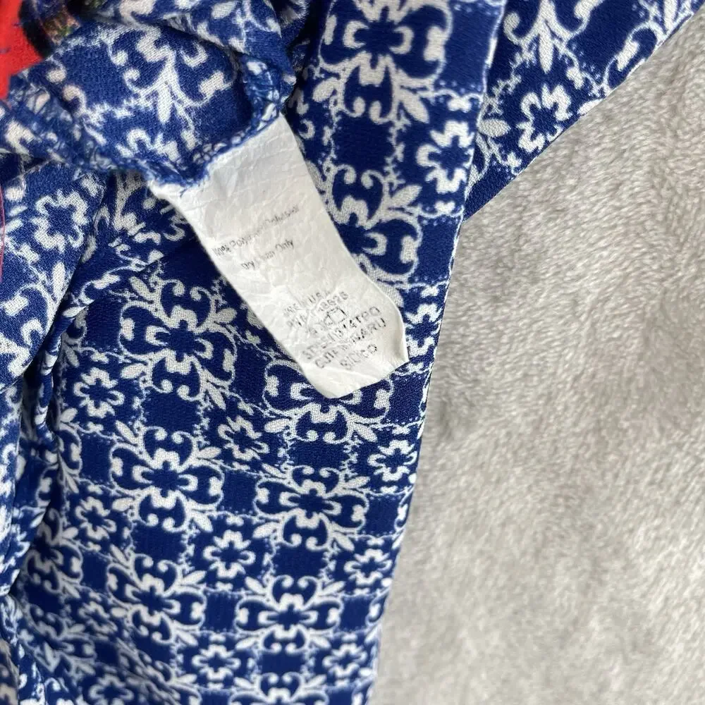 Renee C Baroque Print Blouse Size Small USA Boho Resort Lagenlook Lightweight